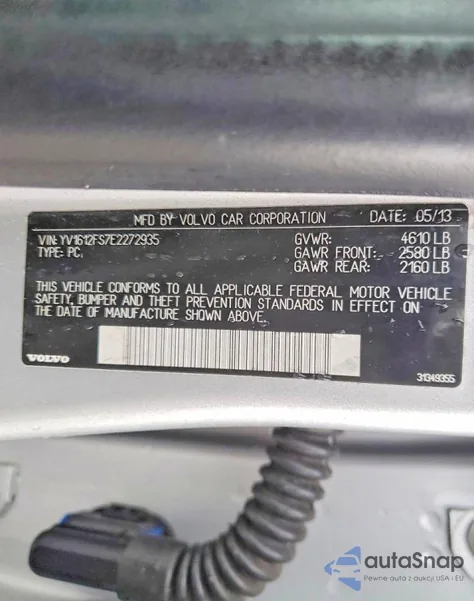 2014 Volvo S60 T5 from USA, damaged, VIN YV1612FS7E2272935
